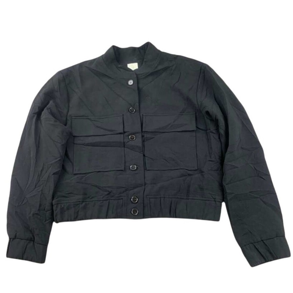 Joie Black Bomber Jacket Utility Pockets Full Zip Front Women's Black Size M‎